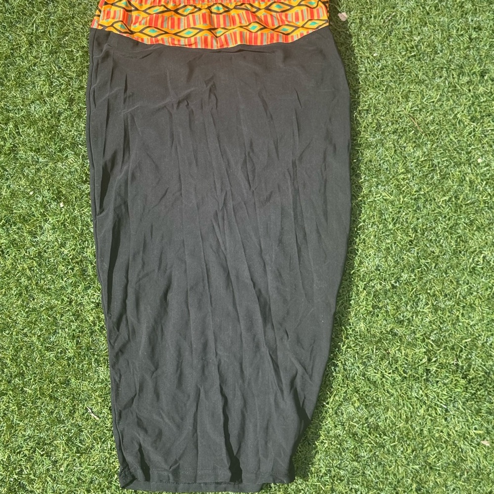 Black Mesh and Kente Women's Swim Cover Up Skirt